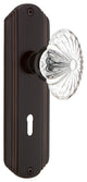 Deco Plate Interior Mortise Oval Fluted Crystal Glass Door Knob, Timeless Bronze