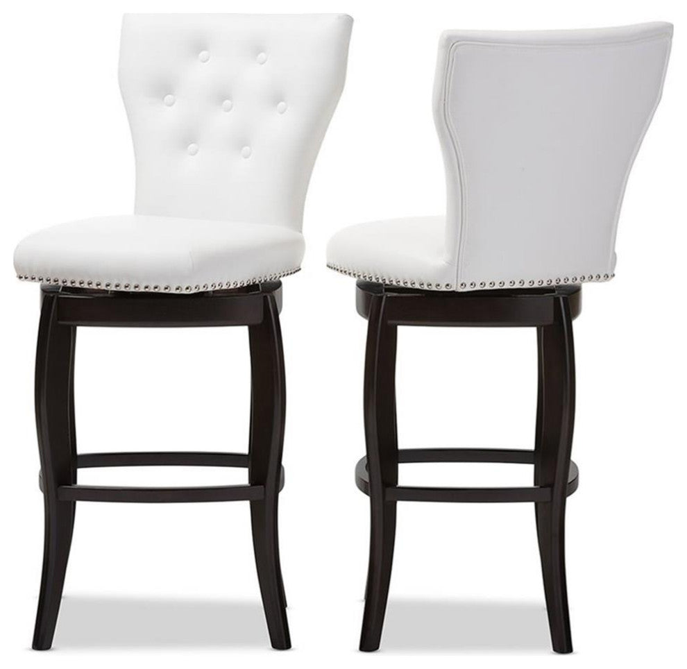 Baxton Studio Leonice 31" Faux Leather Swivel Bar Stool (Set of 2)