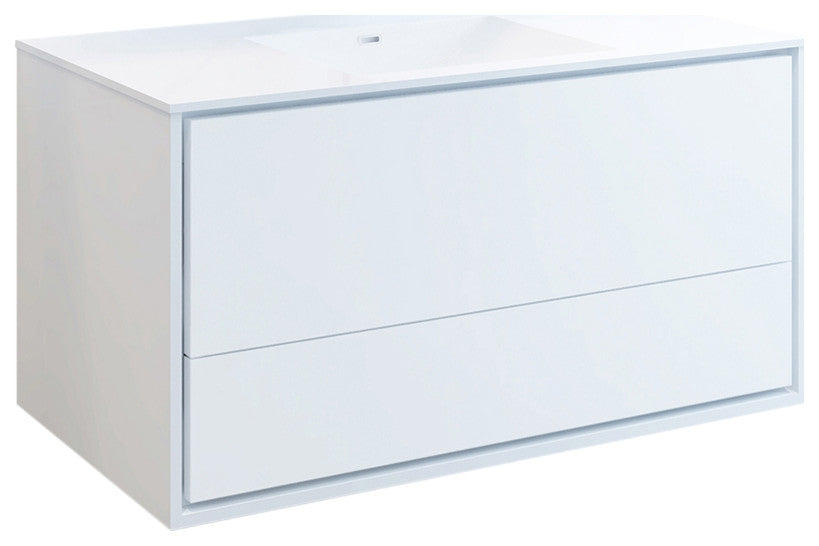 Fresca Catania 48" Gloss White Wall Hung Cabinet With Integrated Sink