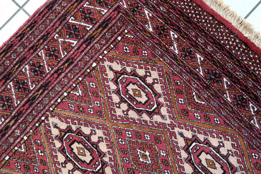 Handmade Vintage Afghan Ersari Rug 4'x6', 123cmx183cm 1970s