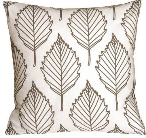 Pillow Decor - Contemporary Dark Taupe Leaf Throw Pillow