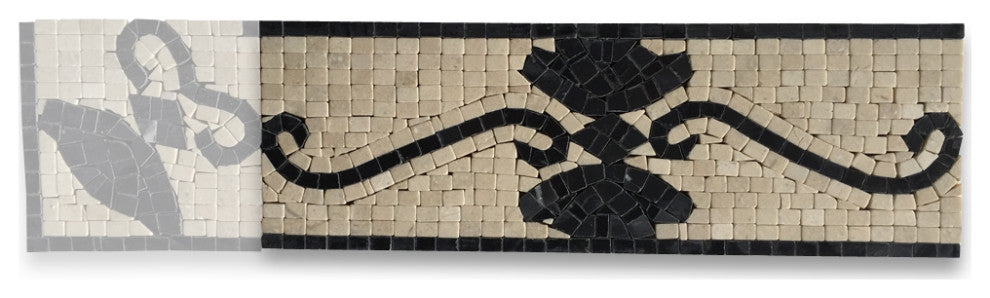 Marble Mosaic Border Listello Tile Royal Nero 4x12 Polished Tumbled, 1 piece