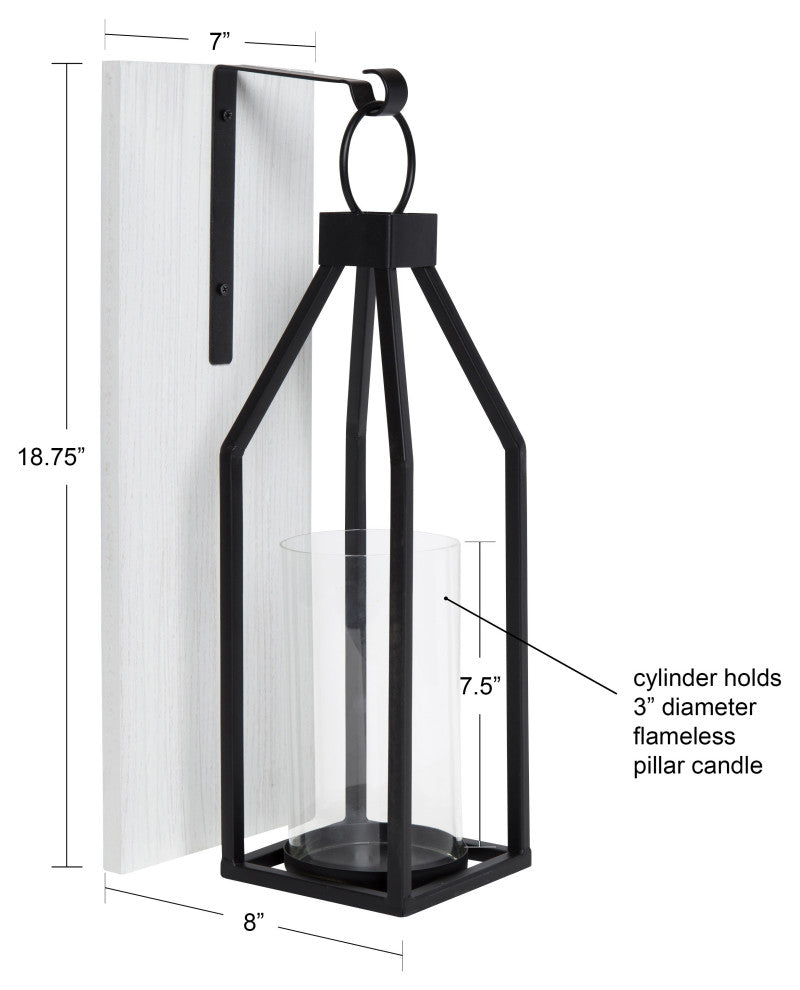 Oakly Wood and Metal Wall Sconce Candle Holder, White