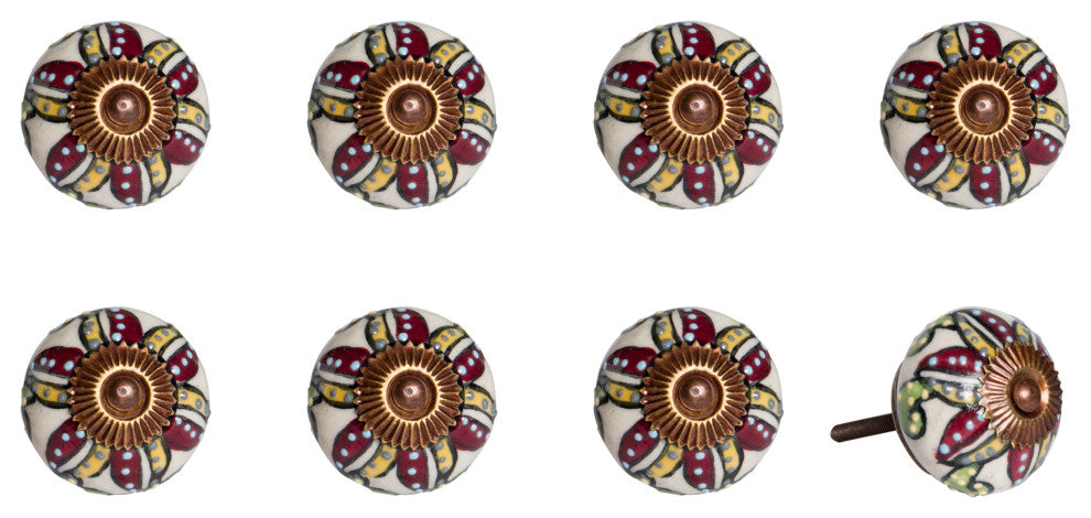 1.5" X 1.5" X 1.5" Ceramic Metal Multicolor 8 Pack Knob