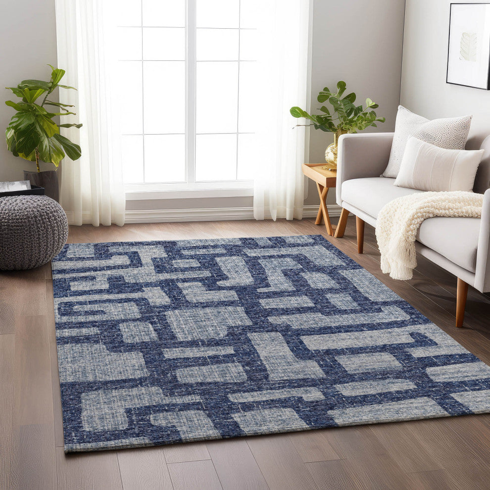 Addison Premium Washable Mayfield AMF110 Blue 3'' x 5'' Rug