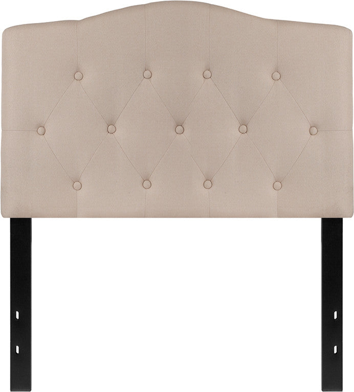 Cambridge Tufted Upholstered Twin Size Headboard, Beige Fabric