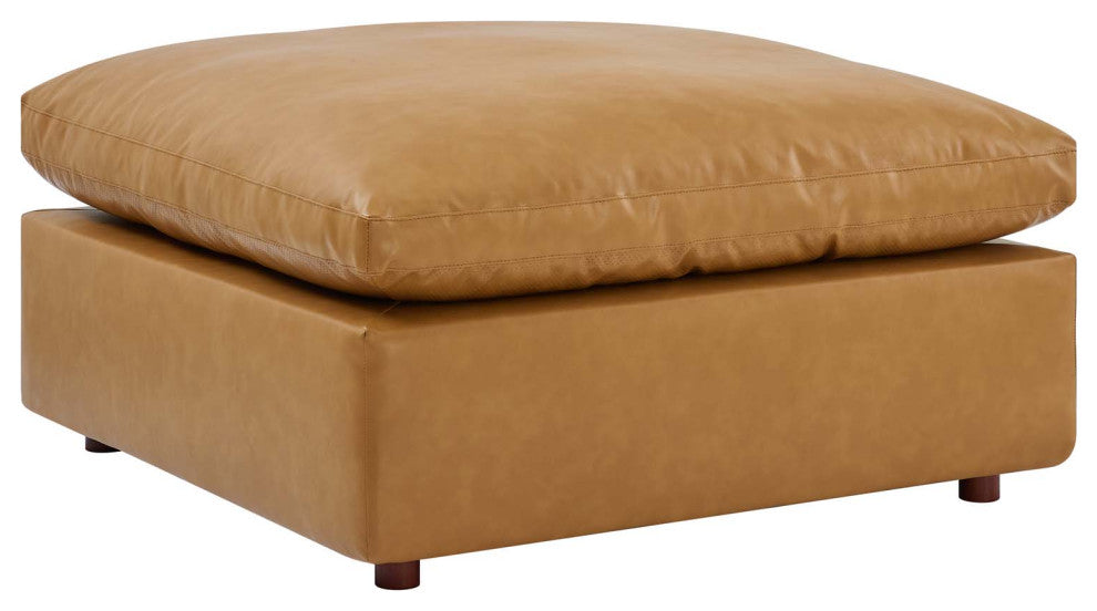Commix Down Filled Overstuffed Vegan Leather 6-Piece Sectional Sofa - Tan