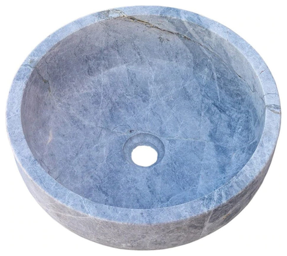 Natural Stone Sirius Silver Marble Vessel Sink Polished (D)16" (H)6"