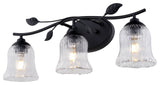 Fairwood 21" 3-Light Rustic Black Bathroom Vanity Fixture, Clear Glass Shade