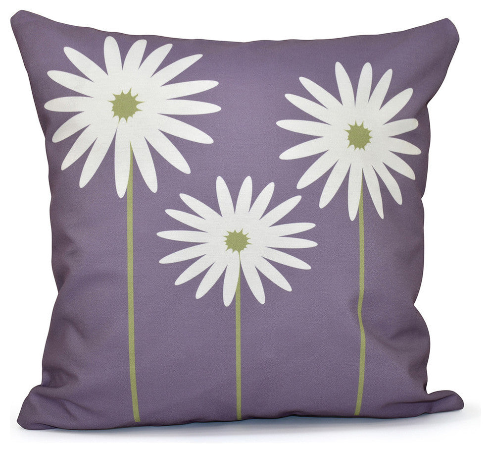 Daisy May Floral Print Outdoor Pillow, Hyacinth, 20"x20"