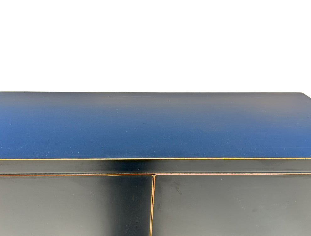 Black Lacquer Zodiac Moon Face Hardware Credenza Storage Cabinet