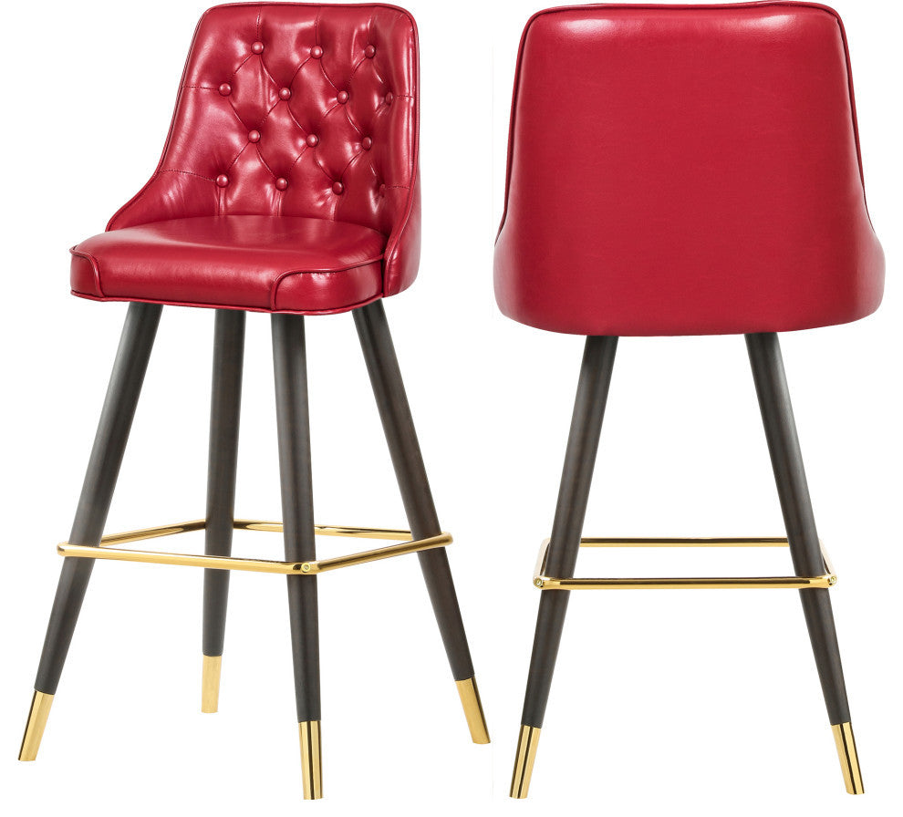Portnoy Faux Leather Upholstered Bar Stool, Set of 2, Red