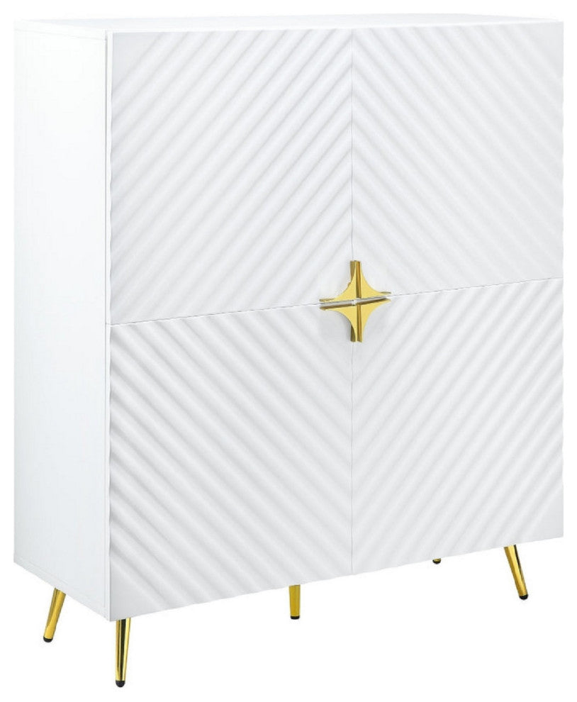 Benzara BM279013 Bet 46" Wood Console Cabinet, Adjustable Shelf, White