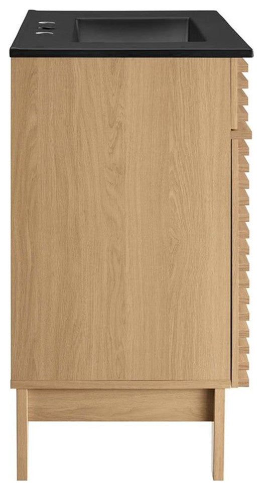 Modway Render 30" Particleboard and Laminate Bathroom Vanity in Oak/Black