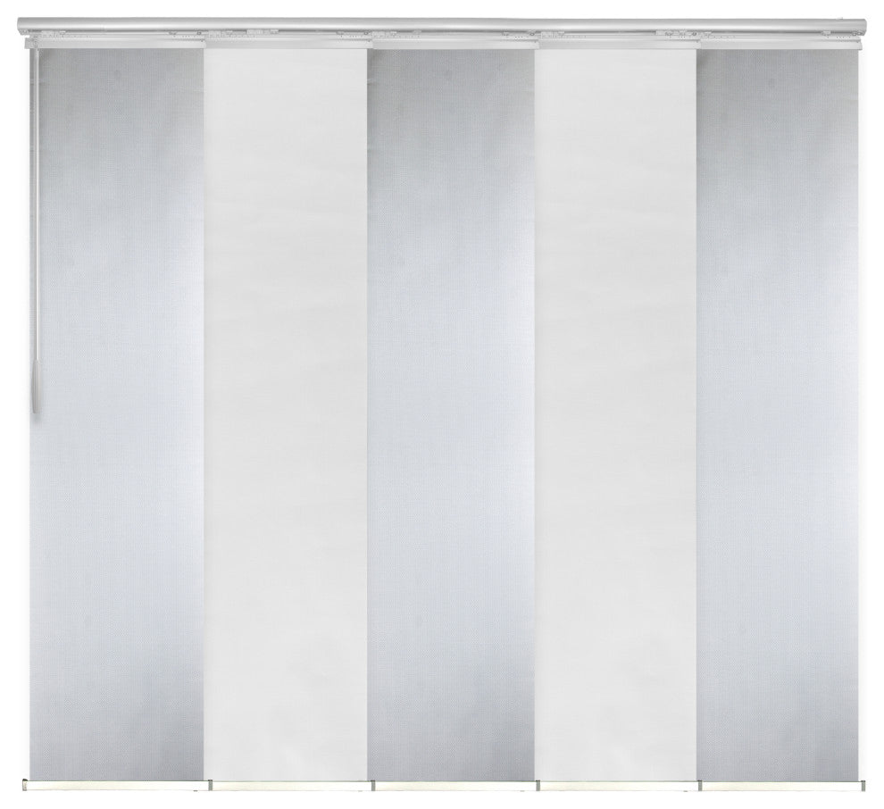 Chauky White-Dappled Iron 5-Panel Track Extendable Vertical Blinds 58-110"x94"