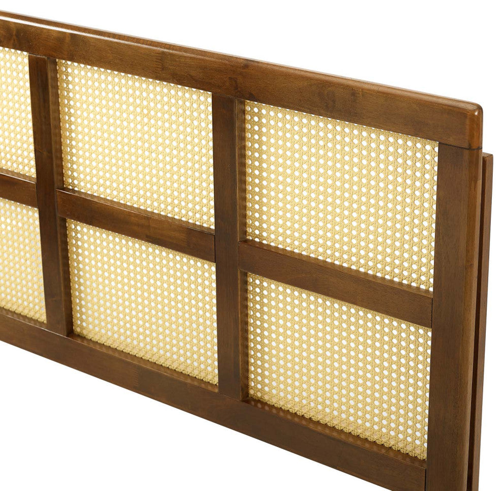 Headboard, Full Size, Wood, Brown Walnut, Modern Mid-Century, Bedroom Master