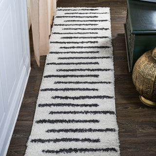Alaro Berber Stripe Shag, White/Black, 2x10