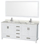 Sheffield 72" White DBL Vanity, Calacatta Quartz Top, Square Sinks, 70" Mirror