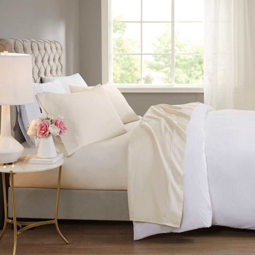 Beautyrest 600 Thread Count Cooling 4-Piece Sheet Set, Ivory, Full