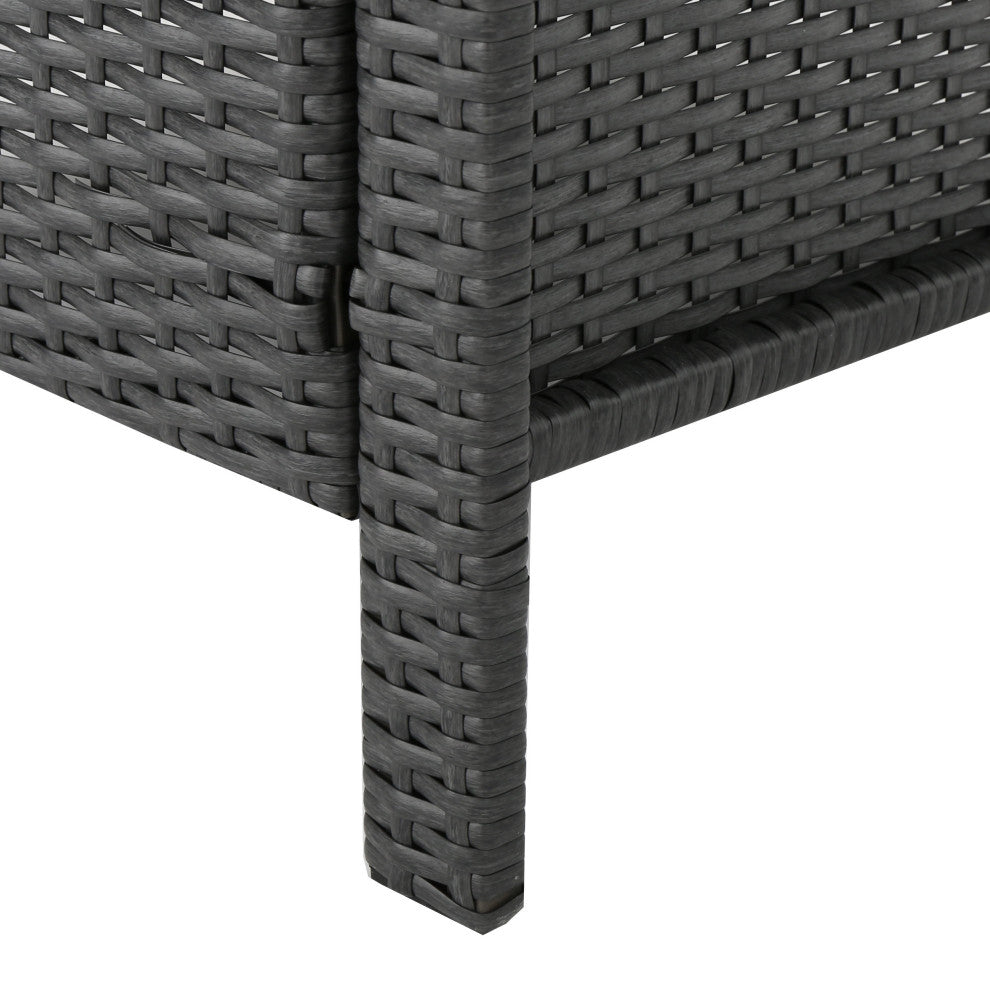 GDF Studio 4-Piece Lorien Outdoor Wicker Chat Set With Water Resistant Cushions