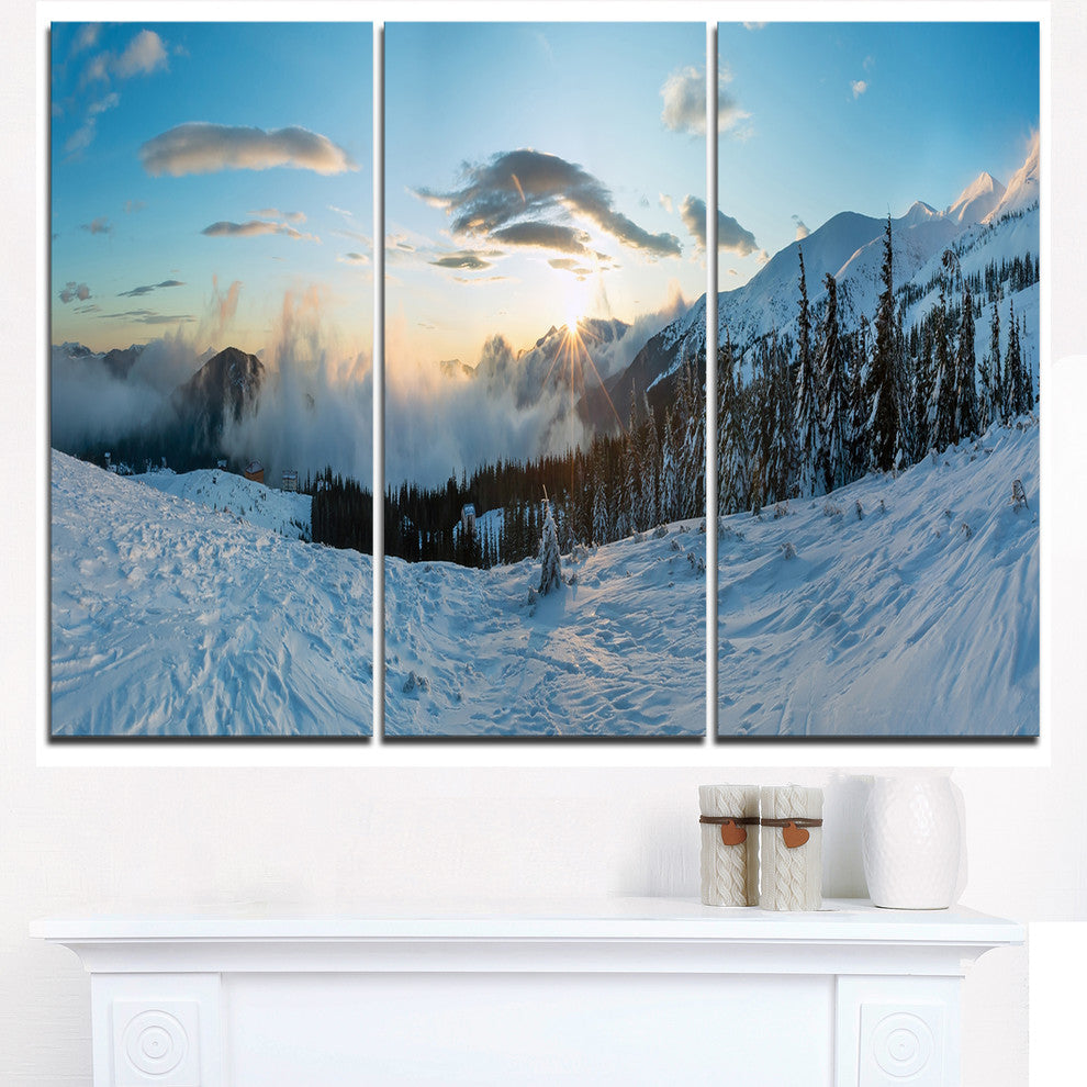 "Morning Winter Carpathian Mountains" Wall Art, 3 Panels, 36"x28"