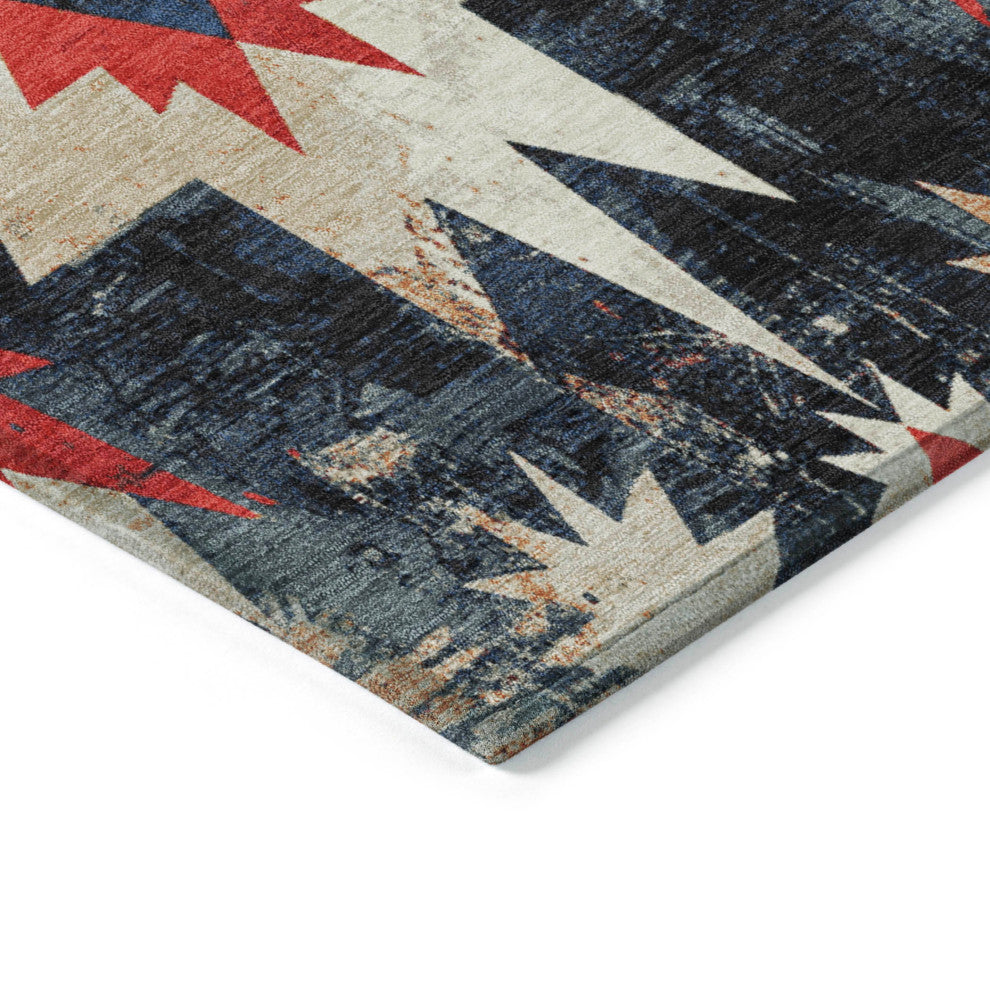 Machine Washable Indoor/Outdoor Chantille ACN1893 Navy 8' x 8' Round Rug