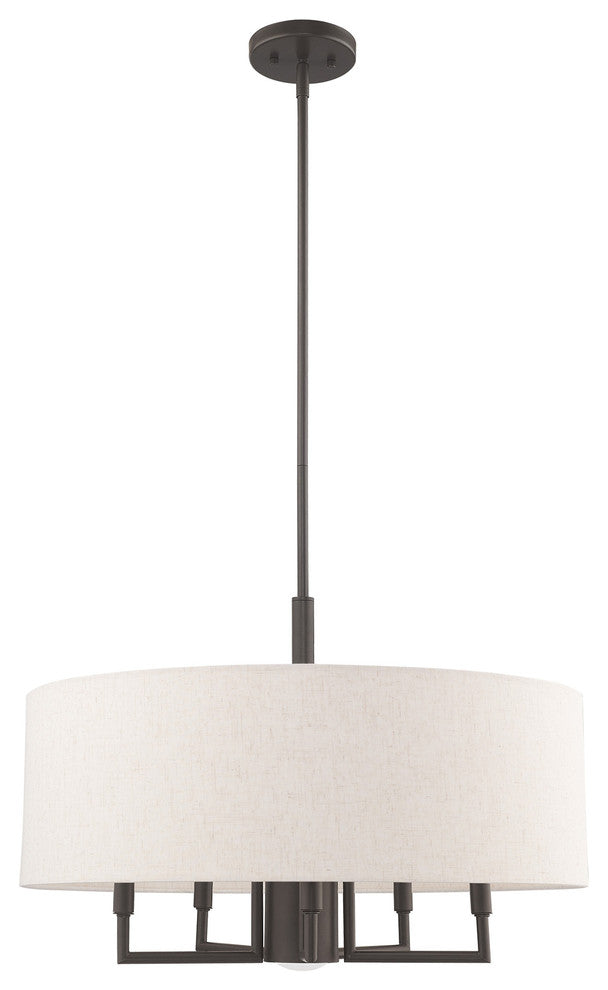 Meridian 5 + 1 Light Pendant Chandelier, English Bronze