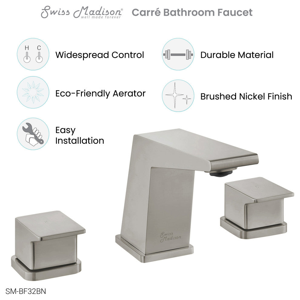 CarrÃ© 8" Widespread 2-Handle Bathroom Faucet, Brushed Nickel