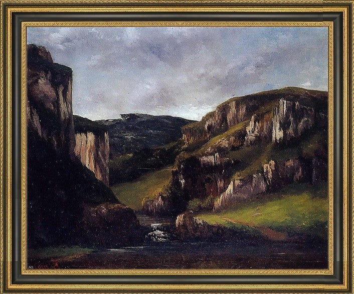 Gustave Courbet Cliffs near OrnansFramed Premium Canvas Print, 16"x20"