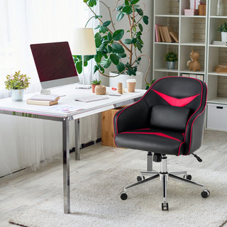 Office Chair Task Desk Swivel Adjustable Height w/ Massage Lumbar Support Red