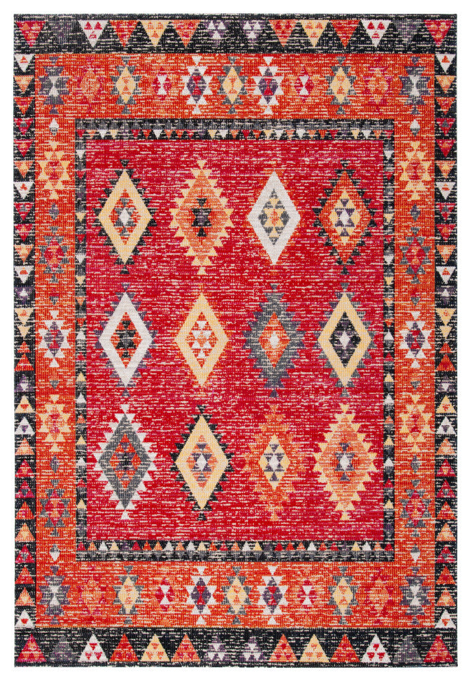 Safavieh Montage Mtg201Q Southwestern Rug, Red and Black, 8'0"x10'0"