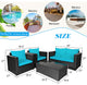 Costway 4PCS Patio Rattan Cushioned Sofa Chair Coffee Table Turquoise