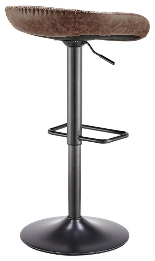 Rogue PU Gaslift Bar Stool, Set of 2, Vintage Coffee Brown