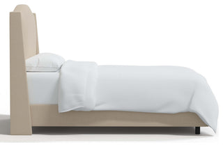 Camelback Wingback Bed, Linen Linen, Queen