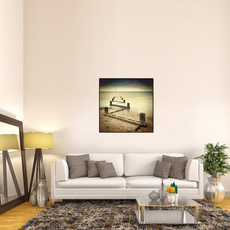 "Beach Memories" Framed Canvas Giclee by Michael Oates, 41x41"