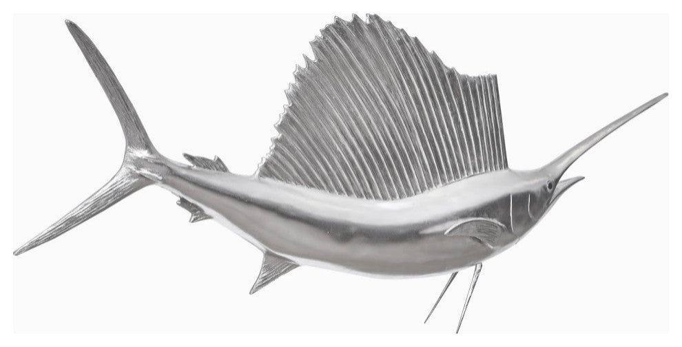 Sail Fish Wall Sculpture, Silver Leaf