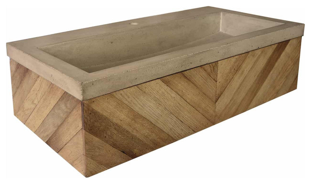 36" Chardonnay Floating Vanity with NativeStone Trough in Earth