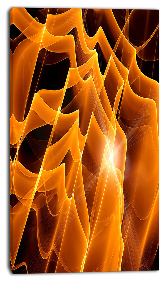 Golden Yellow Abstract Fractal Design, Large Abstract Canvas Art, 16"x32"