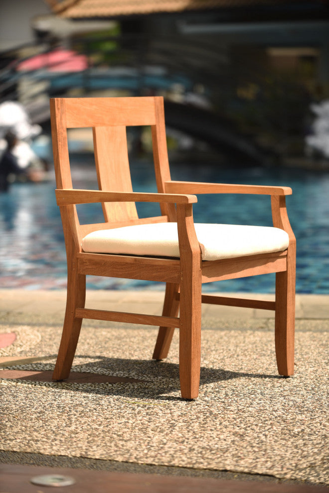 9-Piece Outdoor Teak Dining Set, 122" X-Large Rectangle Table, 8 Osbo Arm Chairs