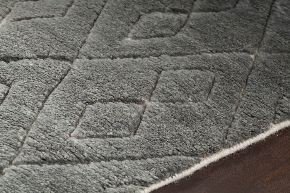 Catalina Hand Knotted Rectangle Area Rug, 5' x 7'1/2", Gray