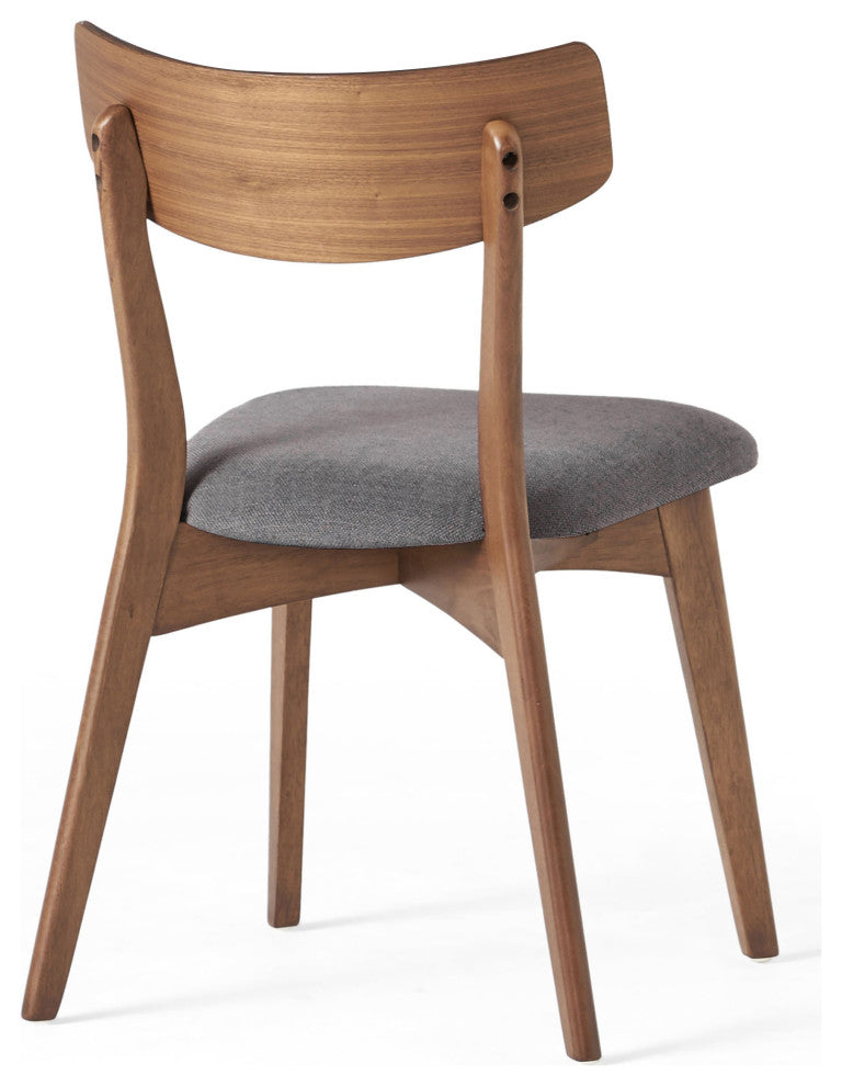 Crystal Mid-Century Modern Upholstered Dining Chairs, Set of 2, Dark Gray