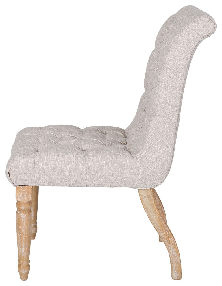 Terrance Tufted Fabric Dining Chair, Set of 2, Beige, Natural