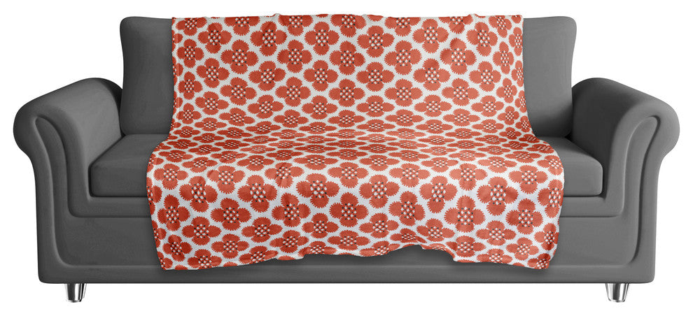 Red Floral Pattern Fleece Blanket