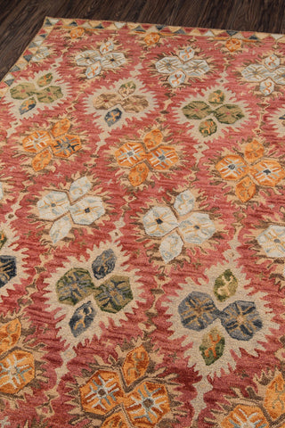 Momeni Tangier Tan17 Damask Rug, Red, 2'3"x8'0" Runner