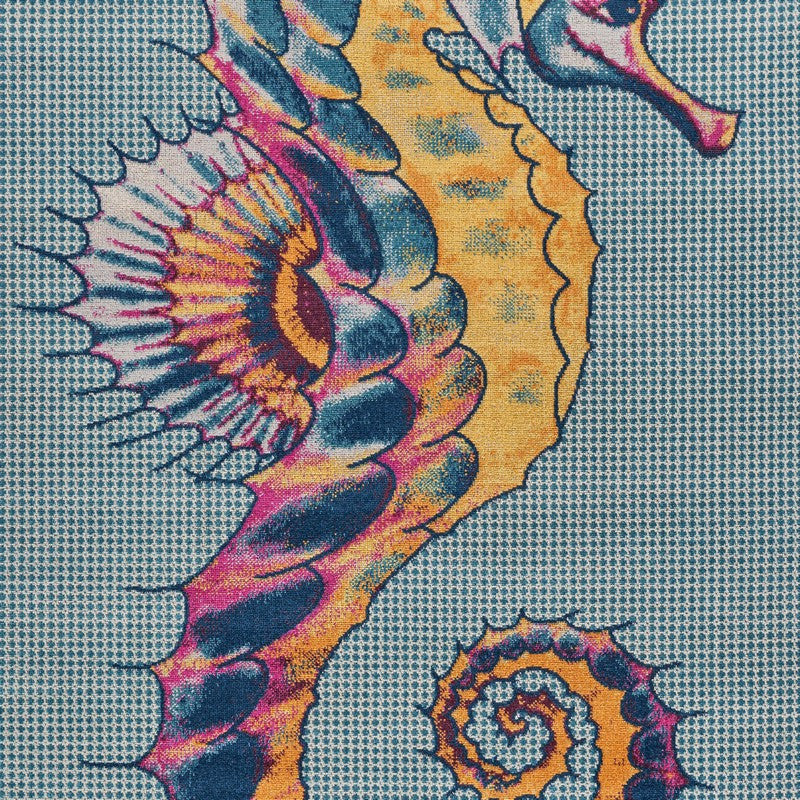 5" x 8" Blue Seahorse Indoor Outdoor Area Rug