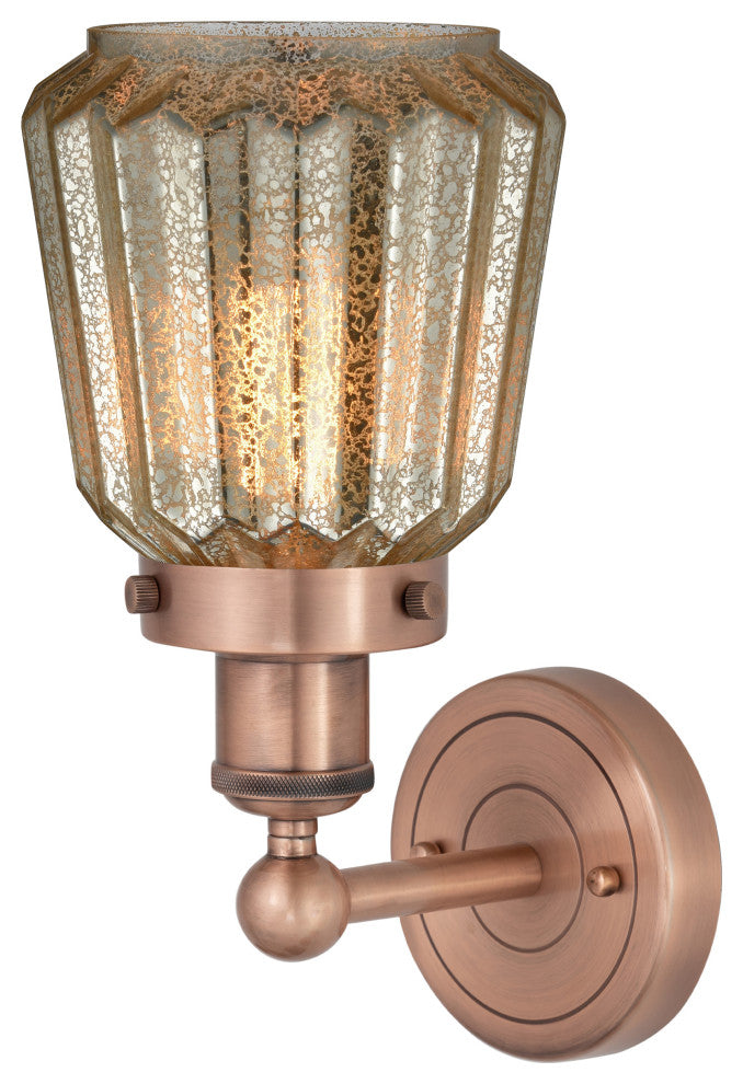 Edison Chatham 1-Light 7" Sconce, Antique Copper Finish, Clear Shade