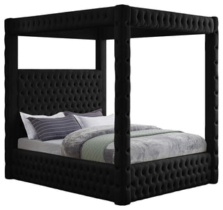 Royal Velvet Upholstered Bed, Black, Queen