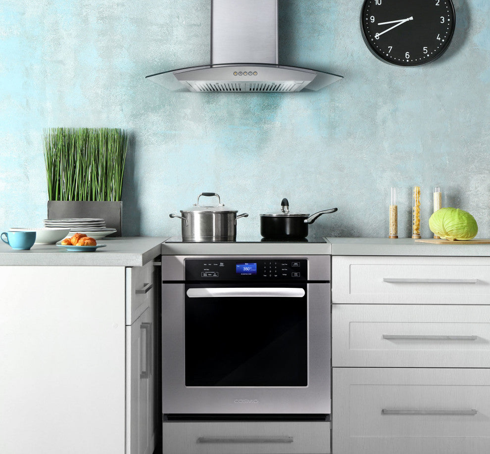 4-Piece, 30" Gas Range, 30" Range Hood, 24" Dishwasher and Refrigerator