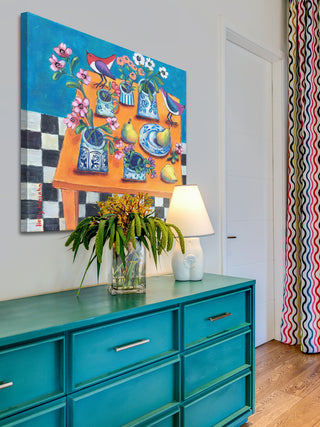 "This Table Has the Blues" Painting Print on Wrapped Canvas