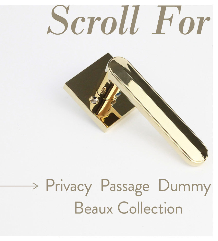 Modern Heavy Duty Designer Interior Door Lever - Beaux Collection, Polished Brass, Privacy Right Hand
